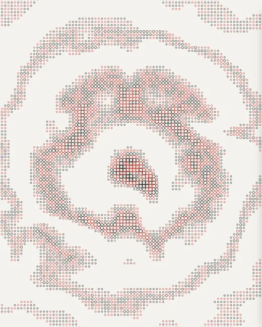 Cal preset: red and black rings on off-white