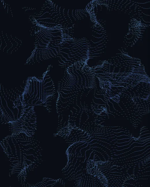 Cardumen preset: blue strokes flowing like a school of fish